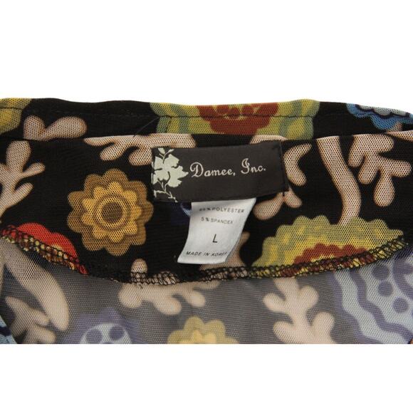 Damee Inc Floral Print Mesh Button Front 3/4 PeplumTop Jacket Large - Picture 5 of 5